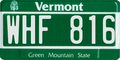 VT license plate WHF816