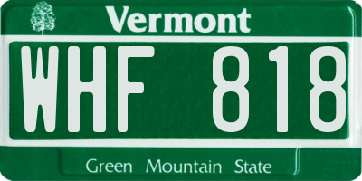 VT license plate WHF818