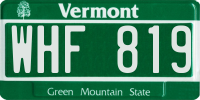 VT license plate WHF819