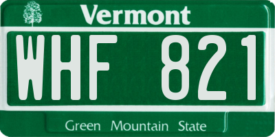 VT license plate WHF821