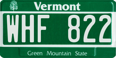 VT license plate WHF822