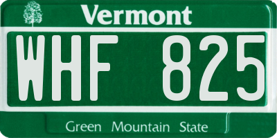 VT license plate WHF825