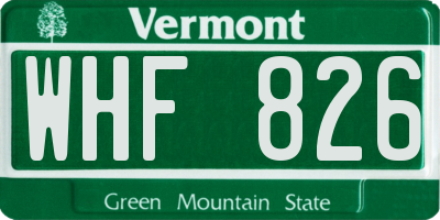 VT license plate WHF826