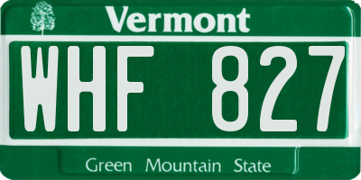 VT license plate WHF827