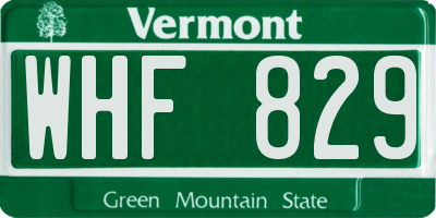 VT license plate WHF829