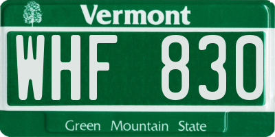 VT license plate WHF830