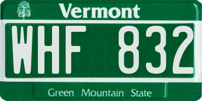VT license plate WHF832