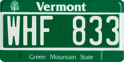 VT license plate WHF833