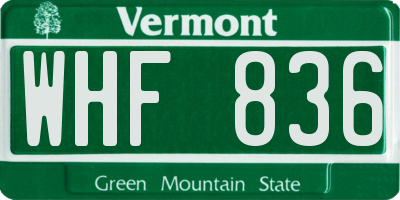 VT license plate WHF836