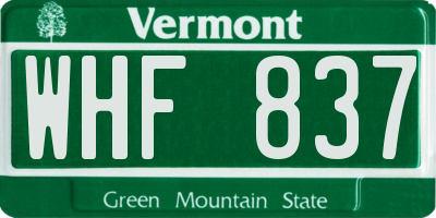 VT license plate WHF837