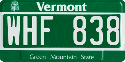 VT license plate WHF838