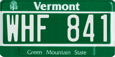 VT license plate WHF841