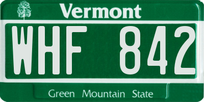 VT license plate WHF842