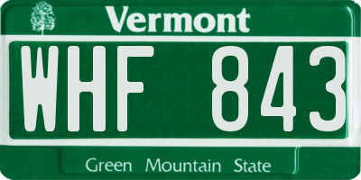 VT license plate WHF843