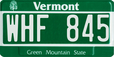 VT license plate WHF845