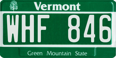 VT license plate WHF846