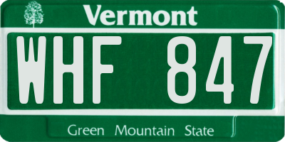 VT license plate WHF847