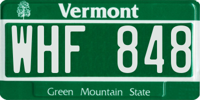 VT license plate WHF848