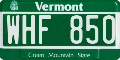VT license plate WHF850