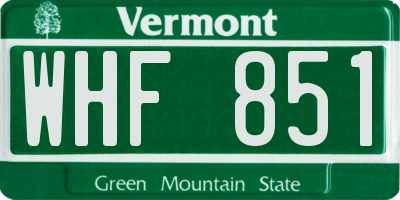 VT license plate WHF851
