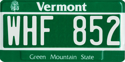 VT license plate WHF852
