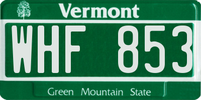 VT license plate WHF853