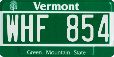 VT license plate WHF854