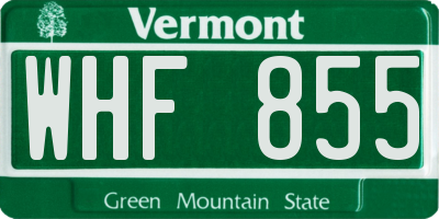 VT license plate WHF855