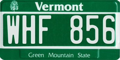 VT license plate WHF856