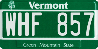 VT license plate WHF857