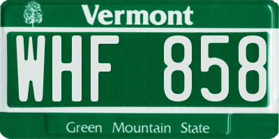 VT license plate WHF858