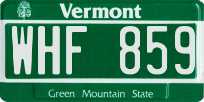 VT license plate WHF859