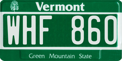 VT license plate WHF860