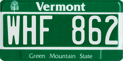 VT license plate WHF862