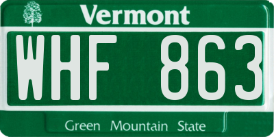 VT license plate WHF863