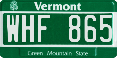 VT license plate WHF865