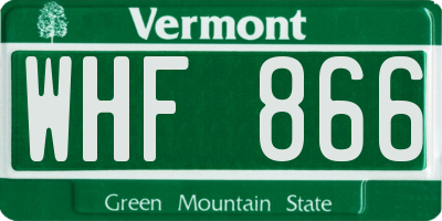 VT license plate WHF866