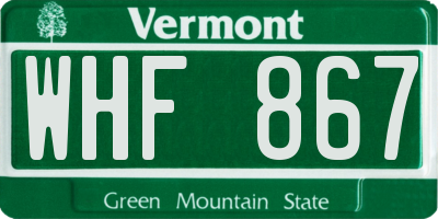 VT license plate WHF867
