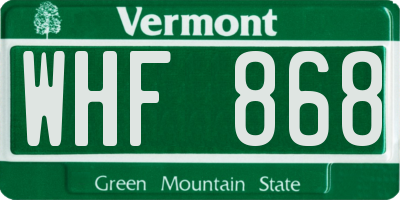 VT license plate WHF868