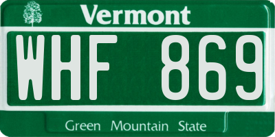 VT license plate WHF869