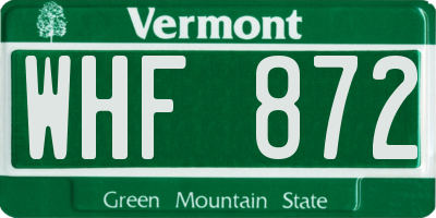 VT license plate WHF872