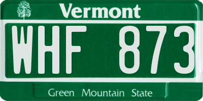 VT license plate WHF873