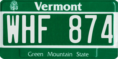 VT license plate WHF874