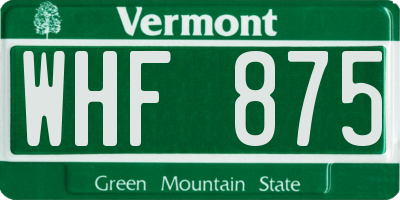 VT license plate WHF875