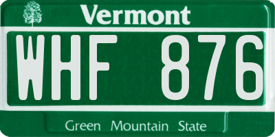 VT license plate WHF876