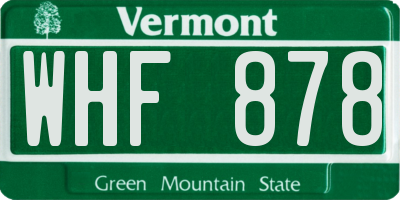 VT license plate WHF878