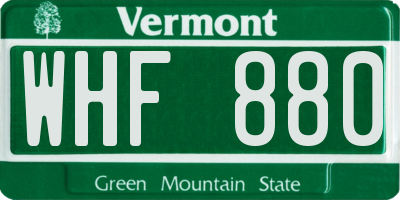 VT license plate WHF880