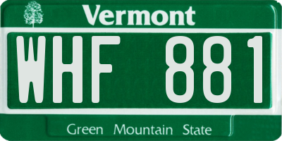 VT license plate WHF881