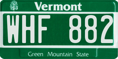 VT license plate WHF882