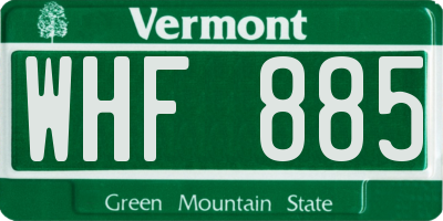 VT license plate WHF885